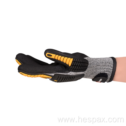 Hespax Sandy Nitrile Anti Impact Mechanics Automotive Glove